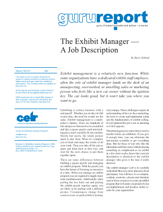 The Exhibit Manager - A Job Description
